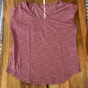lululemon athletica V-Neck Heathered Burgundy/Red Muscle Tee